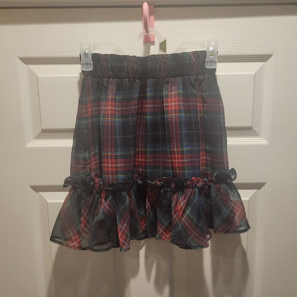 Woman's Vineyard Vines Tartan Ruffle Tiered Skirt Black/Red XS New